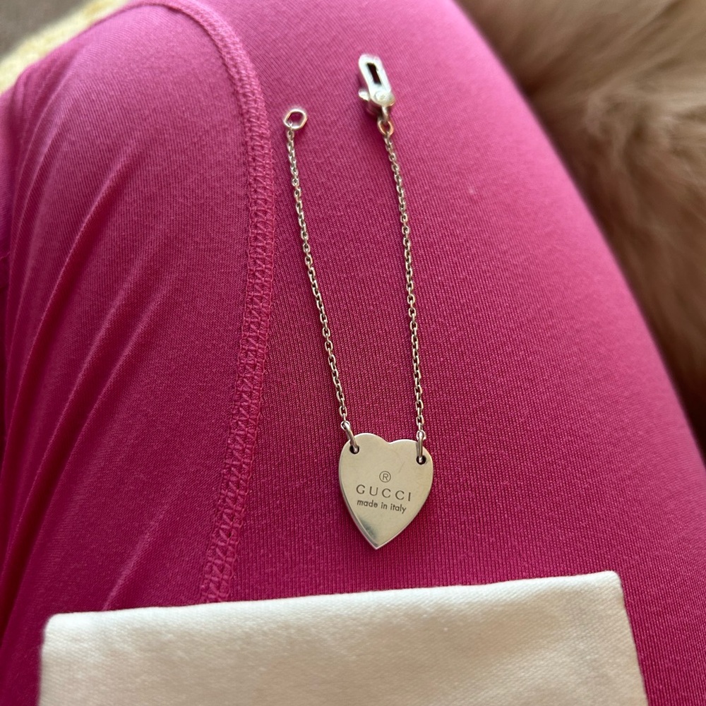 16” GUCCI trademark bracelet with heart pendant 🤍 - Picture 3 of 3